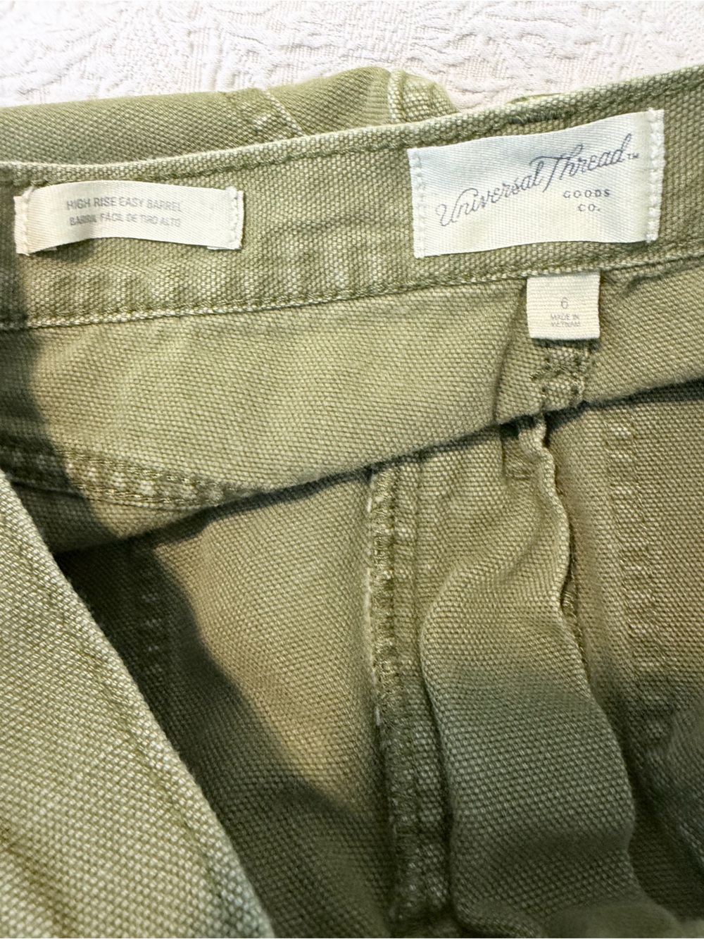 High Waist  Olive Utility Barrel Wide Leg  khaki Green Soft Cotton Trousers - Picture 4 of 16